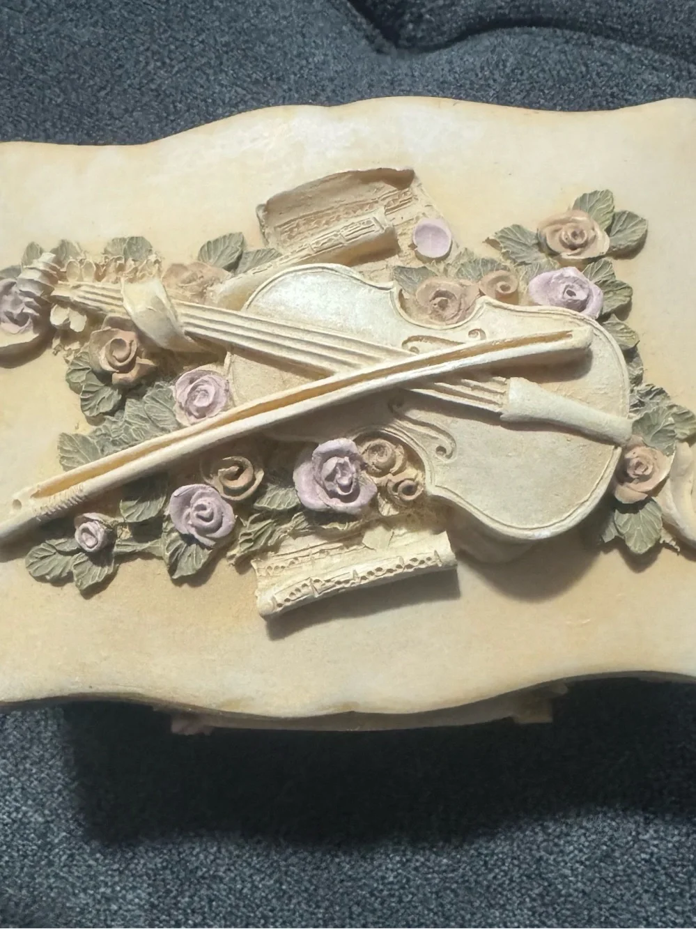 VTG Violin trinket music with Rose Accents